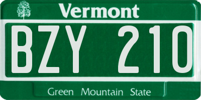 VT license plate BZY210