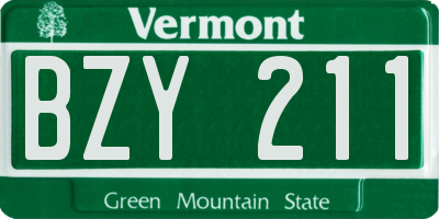 VT license plate BZY211