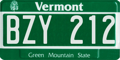 VT license plate BZY212