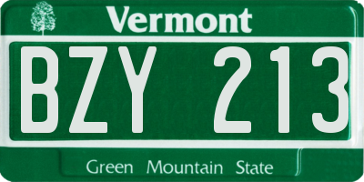 VT license plate BZY213