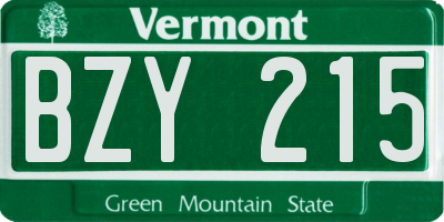 VT license plate BZY215