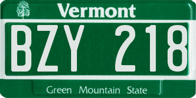 VT license plate BZY218