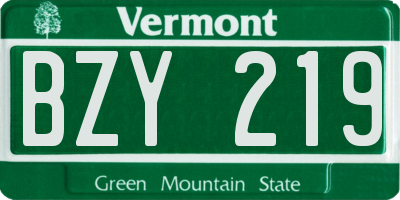 VT license plate BZY219
