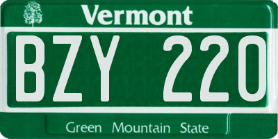 VT license plate BZY220
