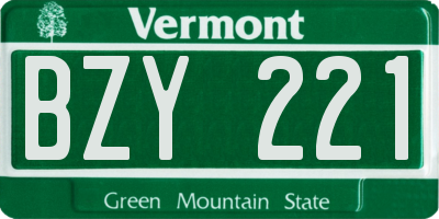VT license plate BZY221