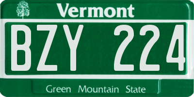 VT license plate BZY224