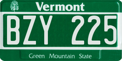 VT license plate BZY225