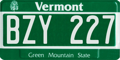 VT license plate BZY227