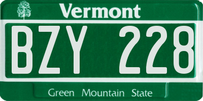 VT license plate BZY228