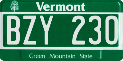 VT license plate BZY230