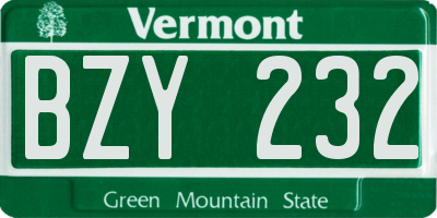 VT license plate BZY232