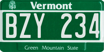 VT license plate BZY234