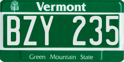 VT license plate BZY235