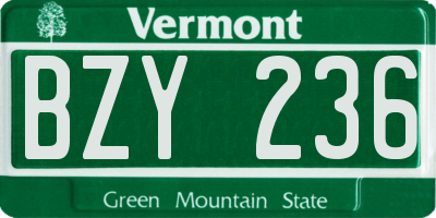 VT license plate BZY236