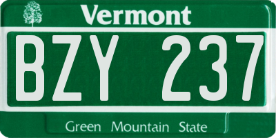 VT license plate BZY237