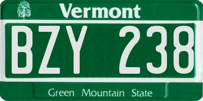 VT license plate BZY238
