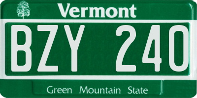 VT license plate BZY240