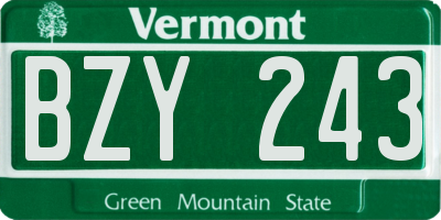 VT license plate BZY243