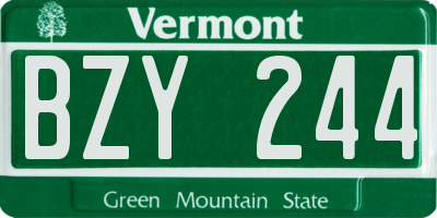 VT license plate BZY244