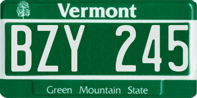 VT license plate BZY245
