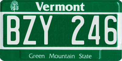 VT license plate BZY246