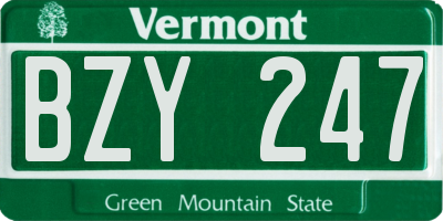 VT license plate BZY247