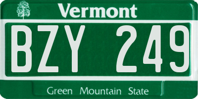 VT license plate BZY249