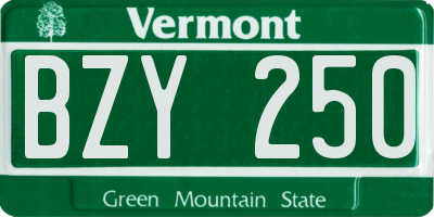 VT license plate BZY250