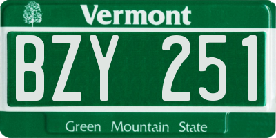 VT license plate BZY251