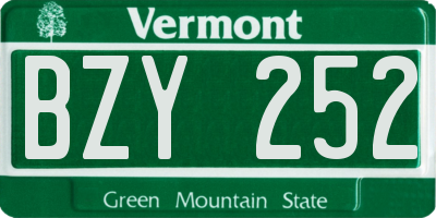 VT license plate BZY252