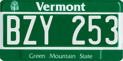 VT license plate BZY253