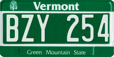 VT license plate BZY254