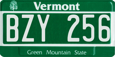 VT license plate BZY256