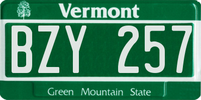 VT license plate BZY257