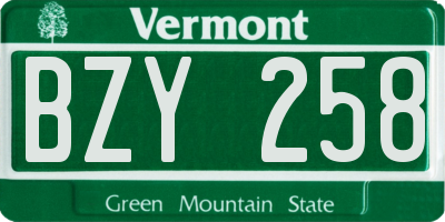 VT license plate BZY258