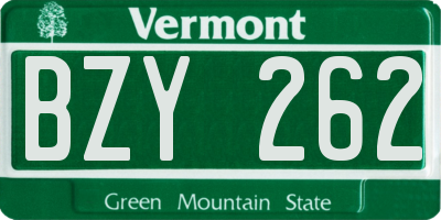 VT license plate BZY262