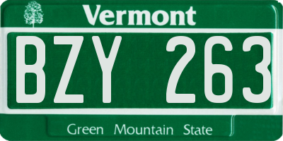 VT license plate BZY263