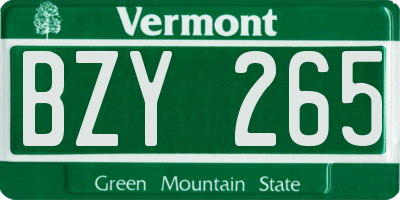VT license plate BZY265