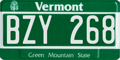 VT license plate BZY268