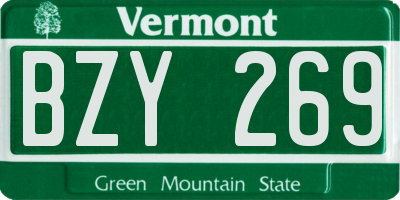 VT license plate BZY269