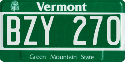 VT license plate BZY270