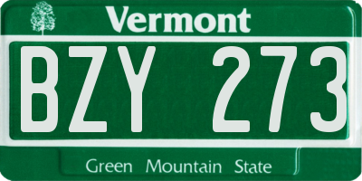 VT license plate BZY273