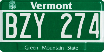 VT license plate BZY274