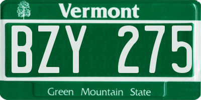 VT license plate BZY275