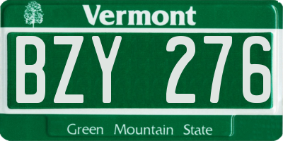 VT license plate BZY276