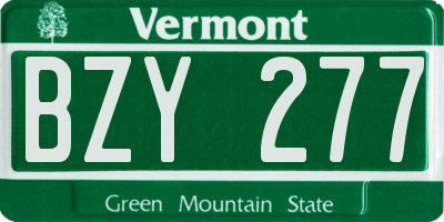 VT license plate BZY277