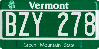 VT license plate BZY278