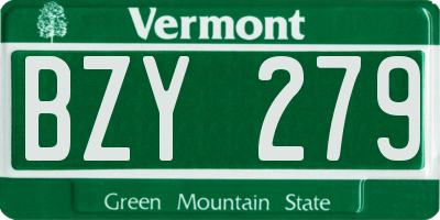 VT license plate BZY279