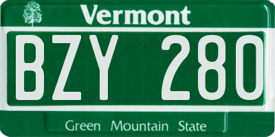 VT license plate BZY280