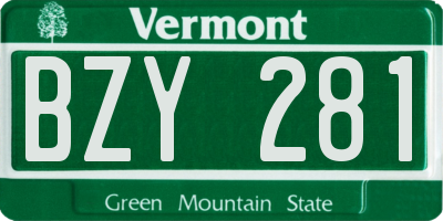 VT license plate BZY281